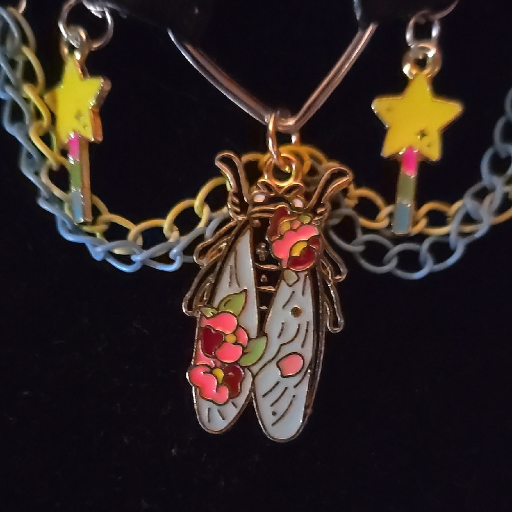 Black Leather Choker, 3 Hearts, a Moth and 2 Wands = Magic